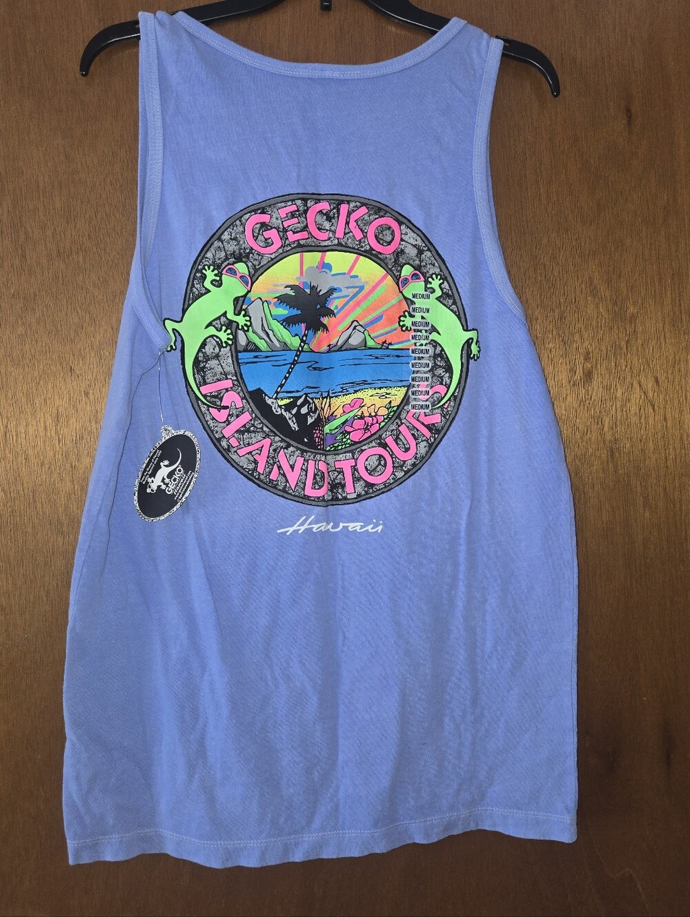 NWT Gecko Hawaii Island Tours HYPERFLASH Color Change Light Blue Tank Top Medium